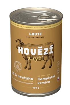 Louie Dog konz. Hovězí s rýží a prebiotiky 400g