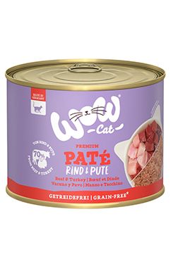 WOW Cat konz. Adult Paté hovězí s krocanem 200g