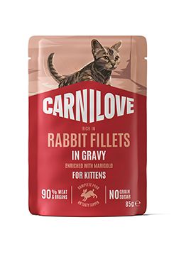 Carnilove Cat Pouch Gravy Rabbit+Marigold Kittens 85g