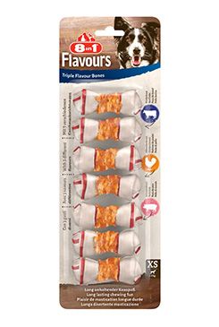 Pochoutka 8in1 Flavours Triple Flavour Bones XS/7ks